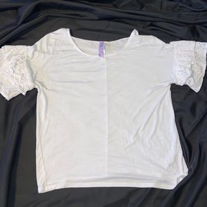 White Lace Sleeve Top